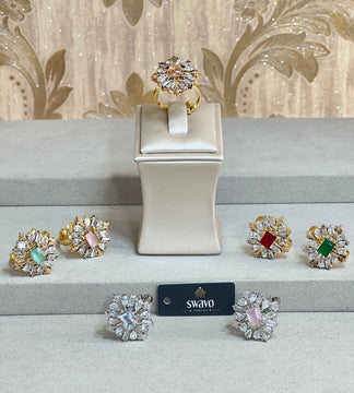 Florence Gold Ring With Clear Stones