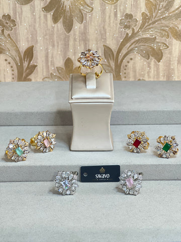 Florence Gold Ring With Clear Stones