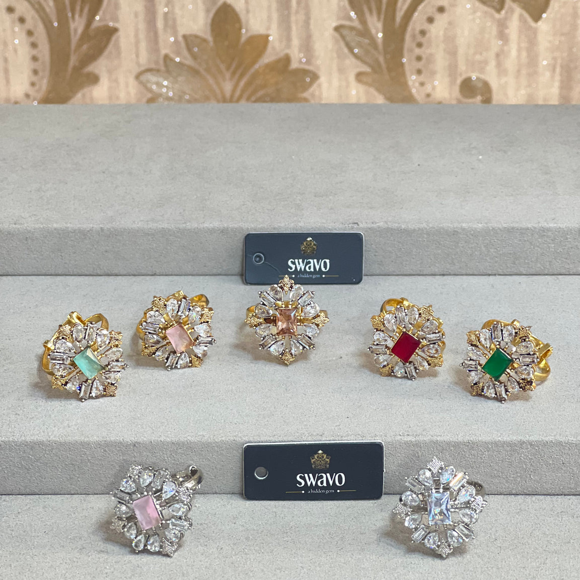 Florence Gold Ring With Clear Stones