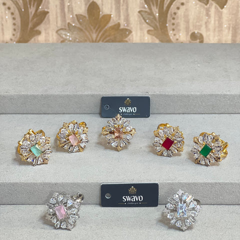 Florence Gold Ring With Clear Stones