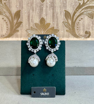 Cabochon Pearl and Crystal Studs