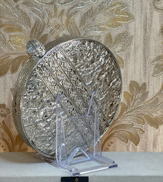 Ivy Silver Round Metal Clutch Bag