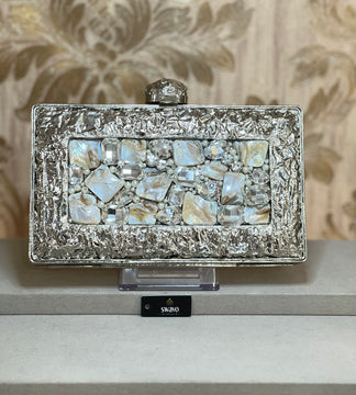 Julie Pearl Metal Clutch Bag