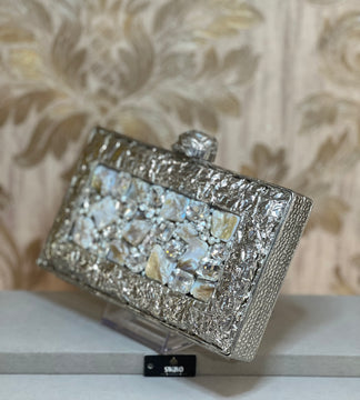 Julie Pearl Metal Clutch Bag