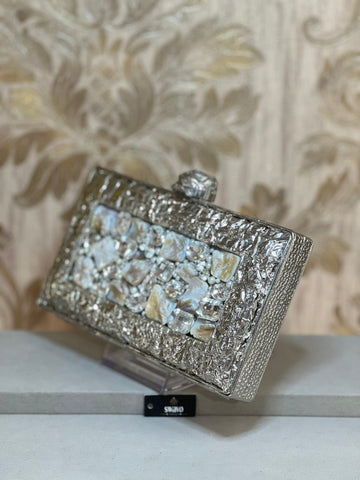 Julie Pearl Metal Clutch Bag