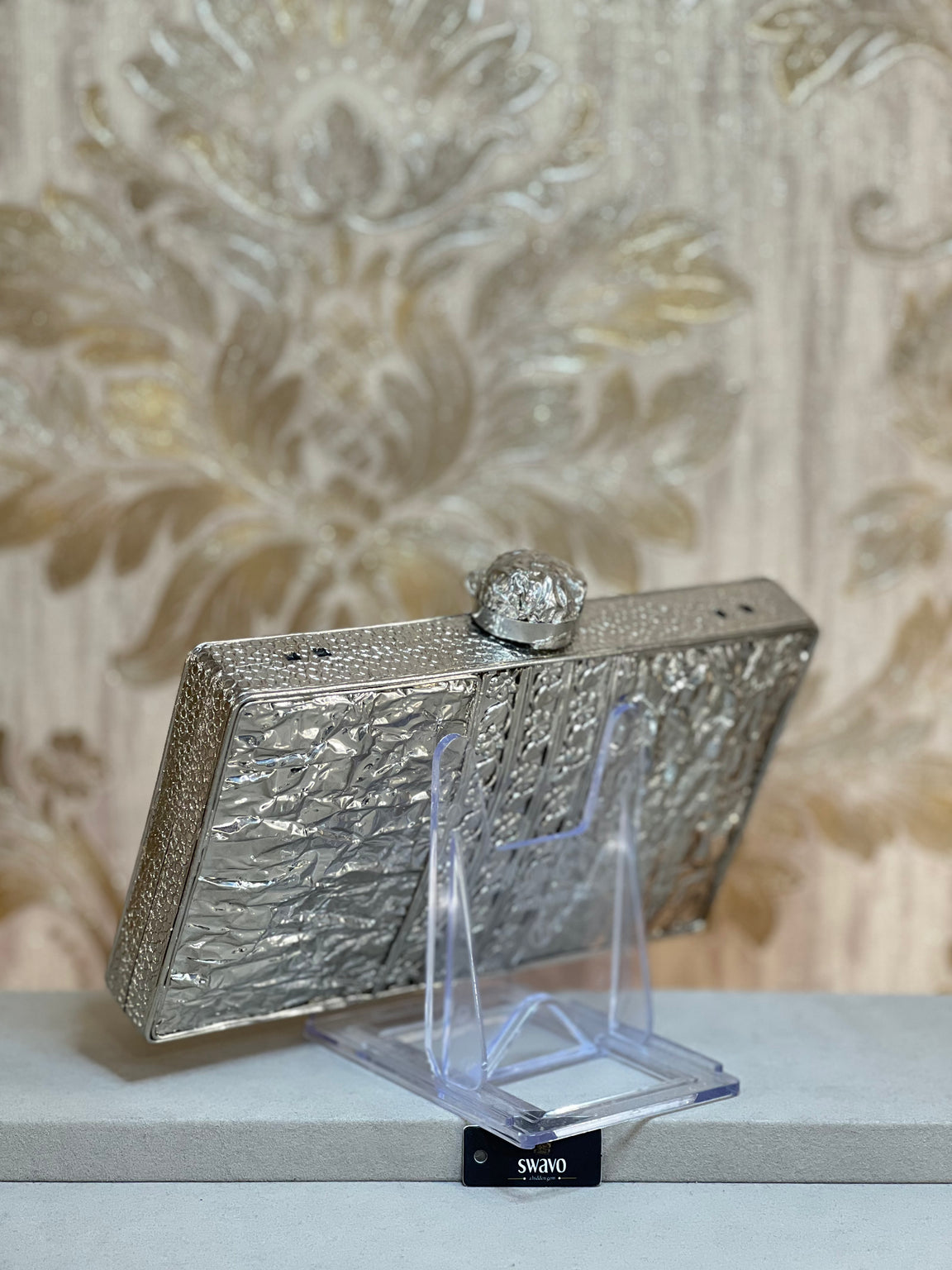Julie Pearl Metal Clutch Bag