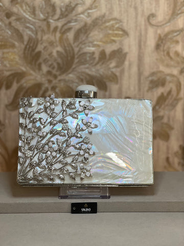Wisteria Pearl Metal Clutch Bag