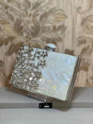 Wisteria Pearl Metal Clutch Bag