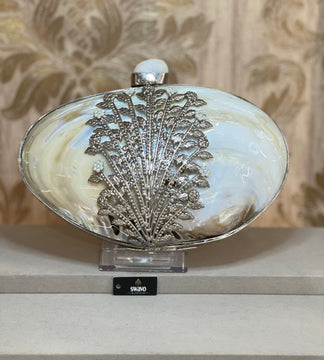 Ariel Pearl Metal Clutch Bag