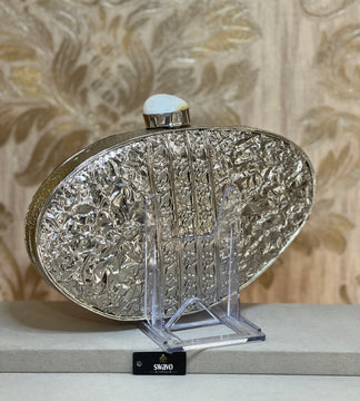 Ariel Pearl Metal Clutch Bag