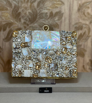 Elizabeth Pearl Gold Clutch Bag