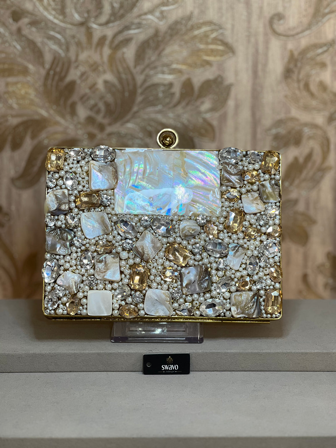 Elizabeth Pearl Gold Clutch Bag