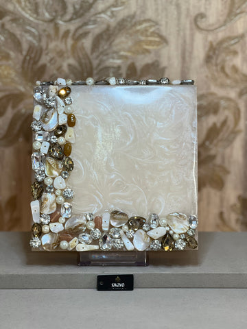 Crystal Square Bejewelled Resin Clutch Bag