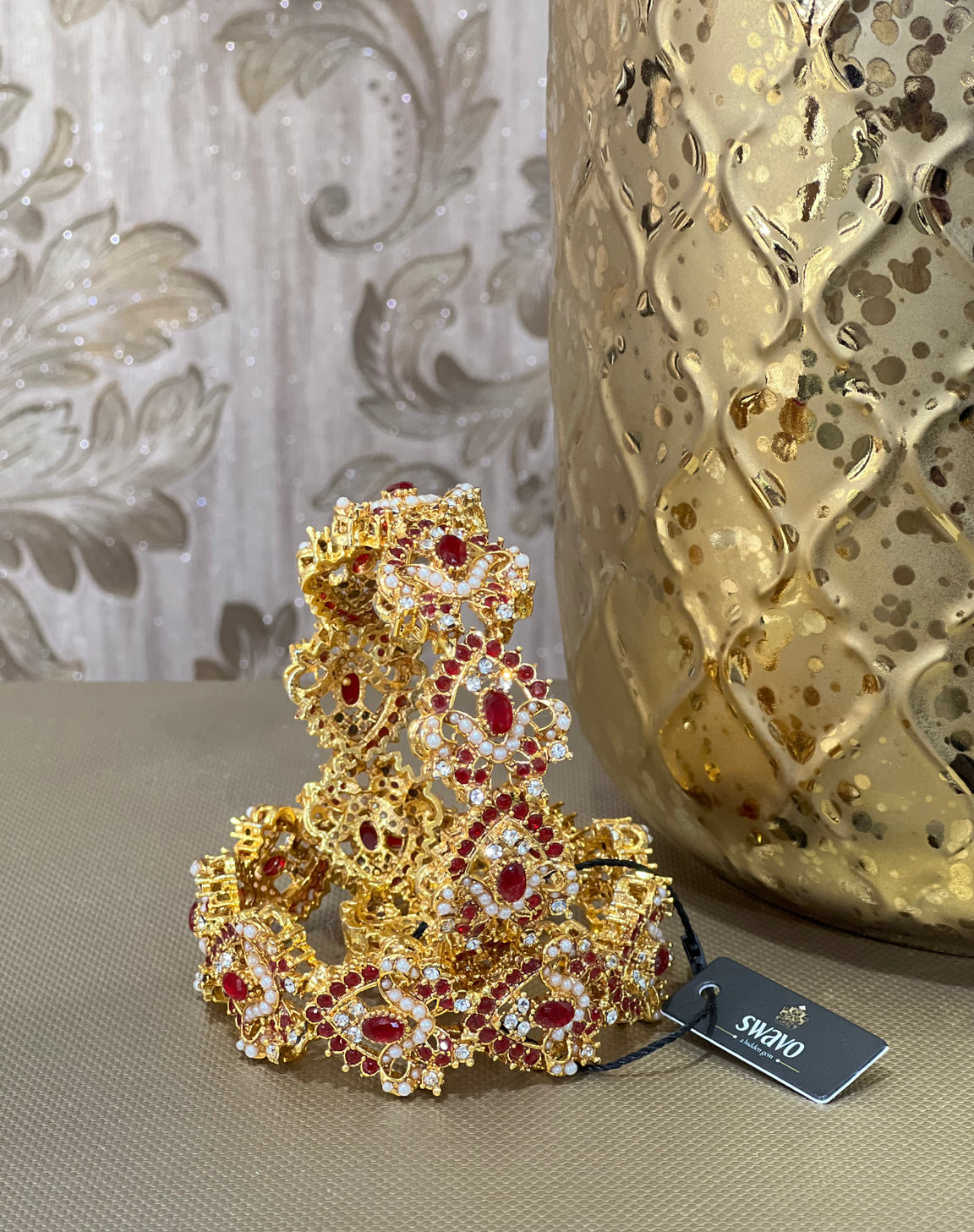 Ameera Red & Gold Bangles