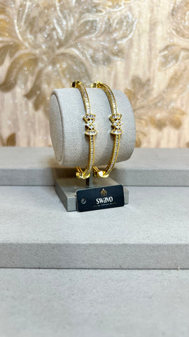 Gold Cubic Zirconia Bow Bangles