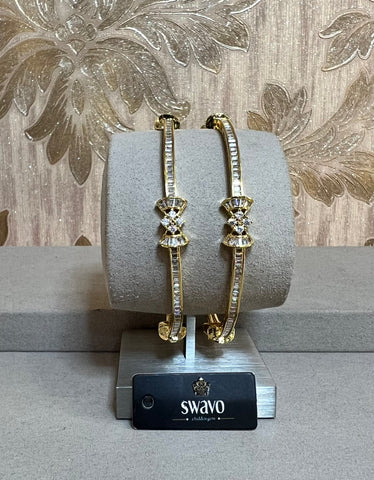 Gold Cubic Zirconia Bow Bangles