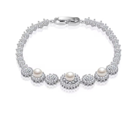 Triple Pearl & CZ Bracelet