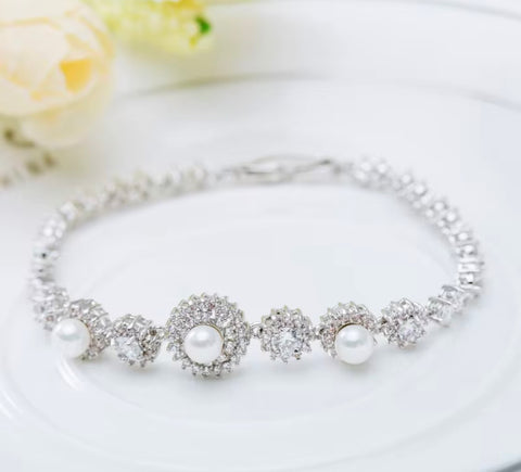 Triple Pearl & CZ Bracelet