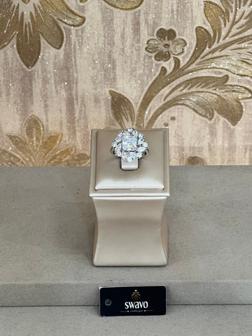 Cubic Zirconia Swirl Flower Ring