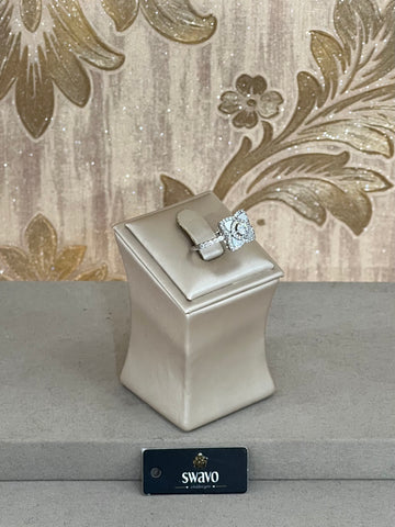 Silver Plated Cubic Zirconia Flower Ring