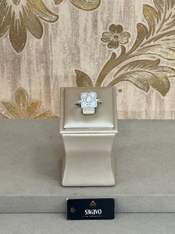 Silver Plated Cubic Zirconia Flower Ring