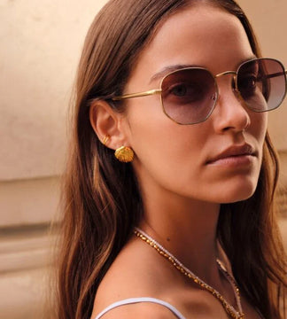 Katie Loxton Cali Round Square Sunglasses in Gold