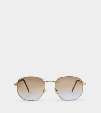 Katie Loxton Cali Round Square Sunglasses in Gold