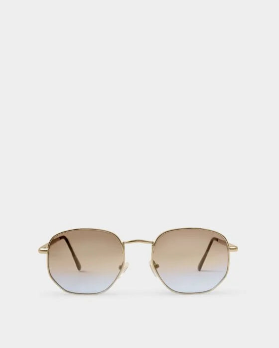 Katie Loxton Cali Round Square Sunglasses in Gold