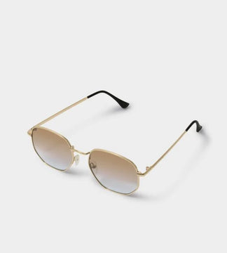 Katie Loxton Cali Round Square Sunglasses in Gold