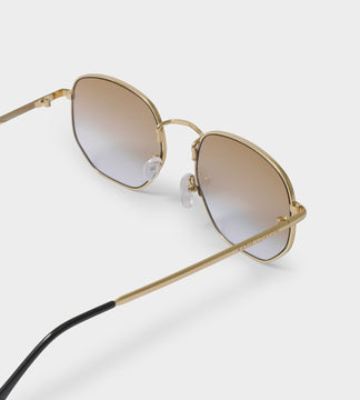 Katie Loxton Cali Round Square Sunglasses in Gold