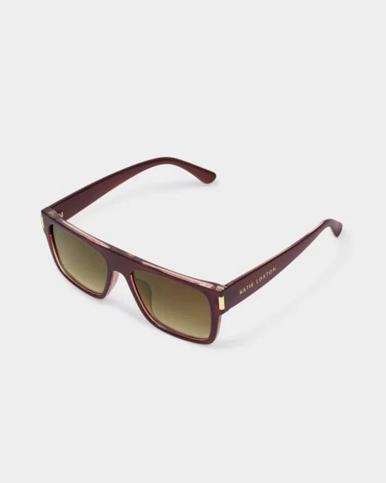 Katie Loxton Aspen Square Sunglasses In Dark Cherry