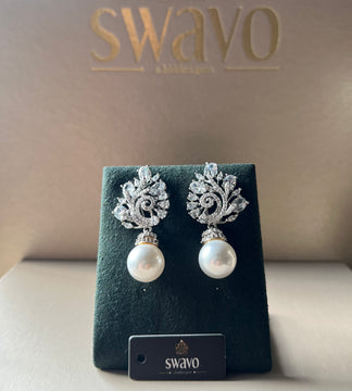 Filigree Crystal & Pearl Stud Earrings