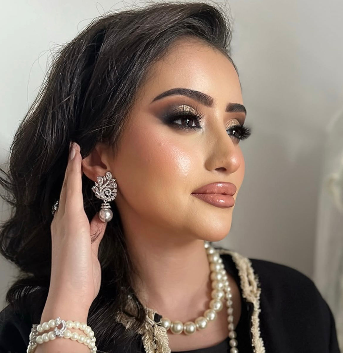 Filigree Crystal & Pearl Stud Earrings