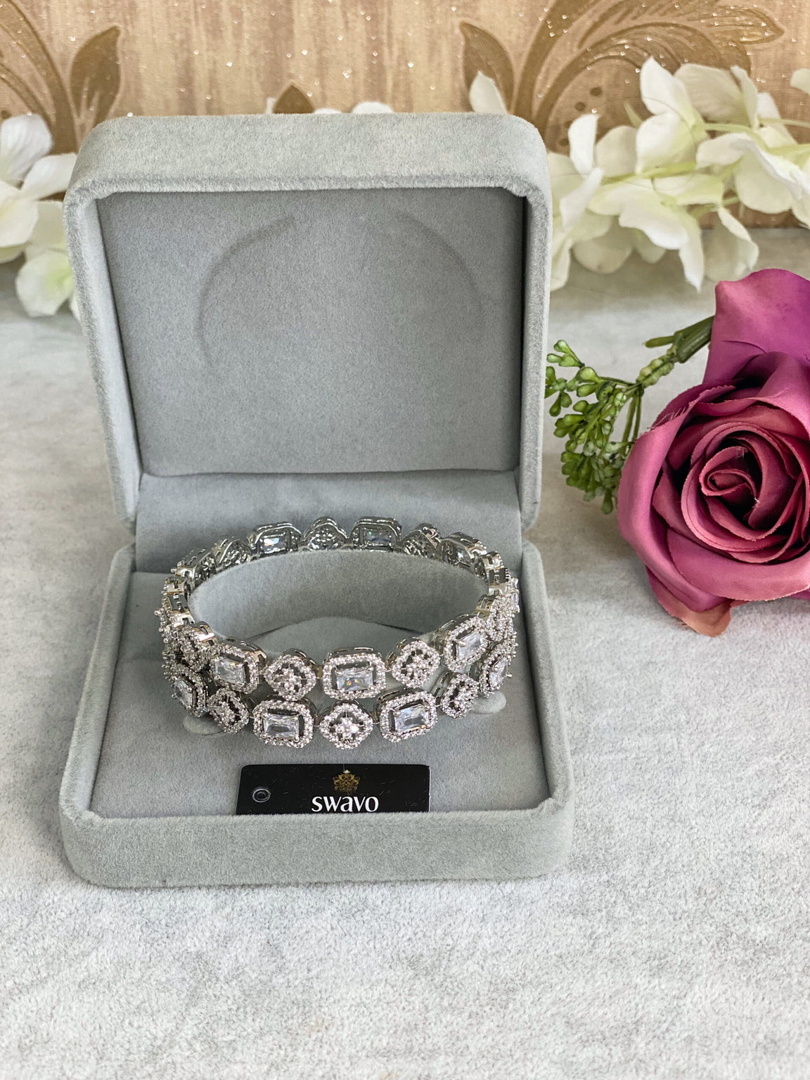 Square Cluster Bangle Pair image 0