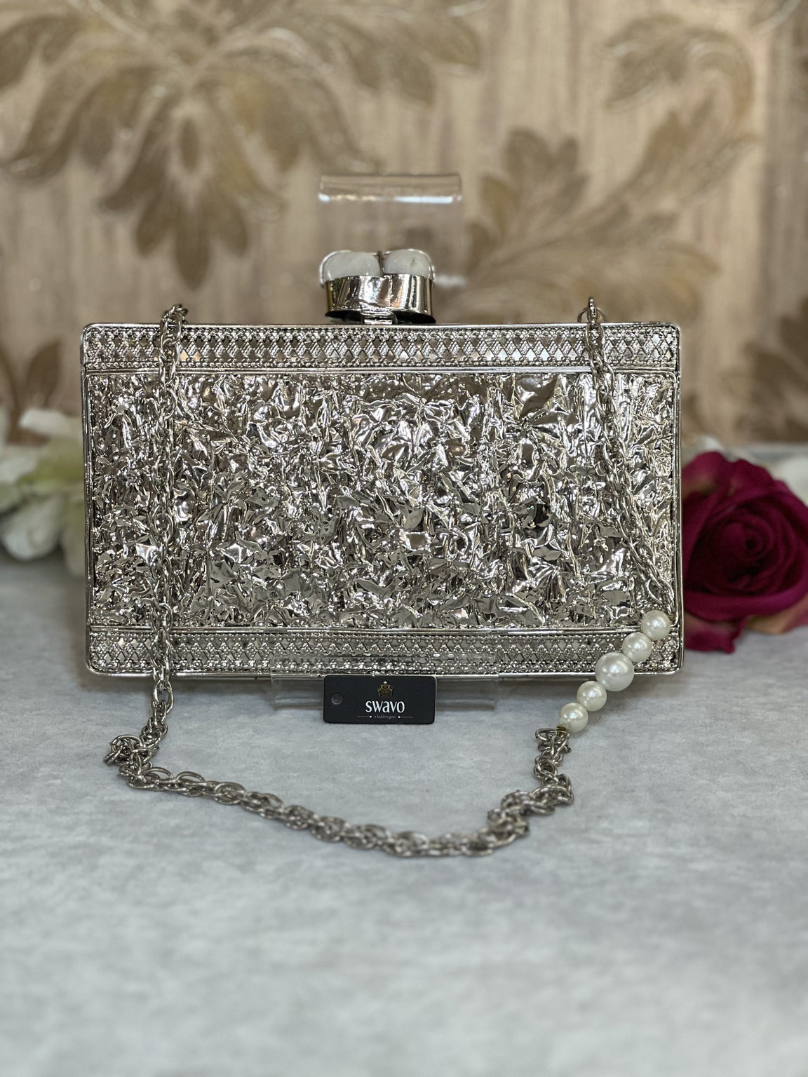 Wisteria Silver Pearl Clutch Bag image 3
