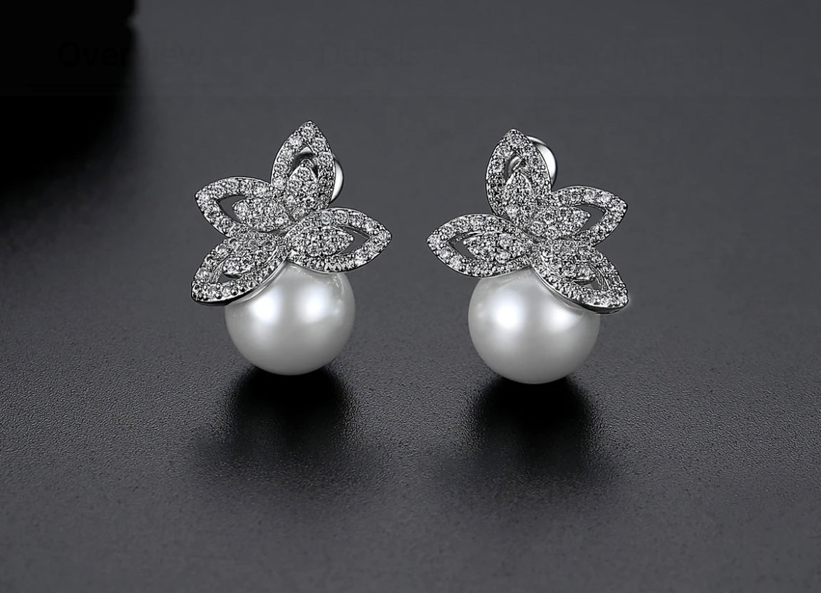 Pearl Petal Earrings image 1