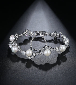 Freshwater Pearl Rodium Plated Bracelet image 0