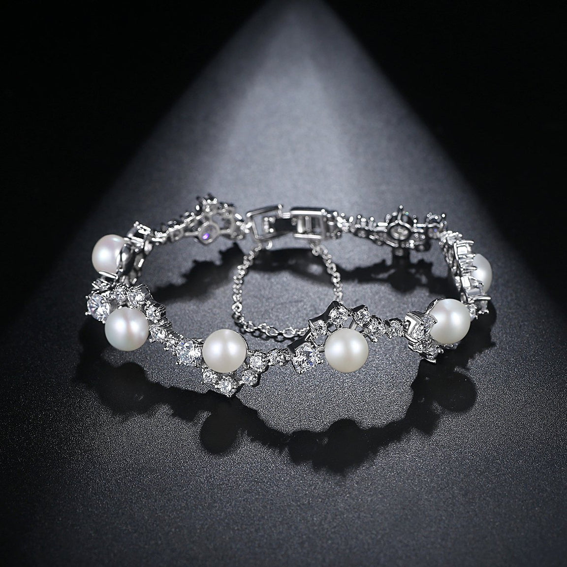 Freshwater Pearl Rodium Plated Bracelet image 0