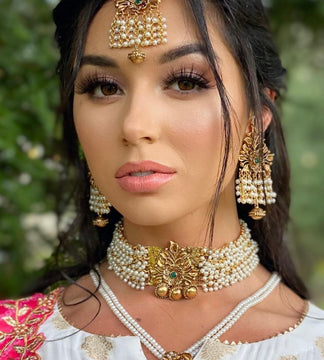 Priya Gold Ethnic Choker Set image 1