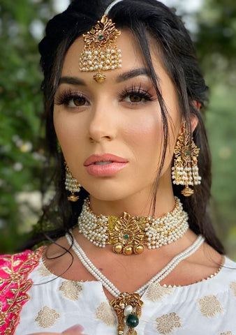 Priya Gold Ethnic Choker Set image 1