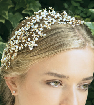 Ivory & Co Saffron Gold & Pearl Hair Vine