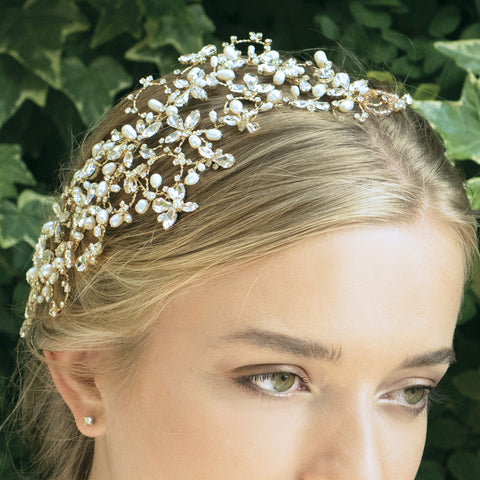 Ivory & Co Saffron Gold & Pearl Hair Vine