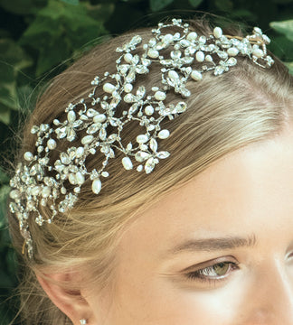 Ivory & Co Serenity Silver & Pearl Hair Vine