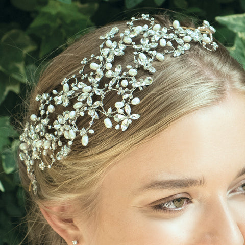 Ivory & Co Serenity Silver & Pearl Hair Vine