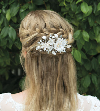 Ivory & Co Winter Rose Silver & Pearl Clip