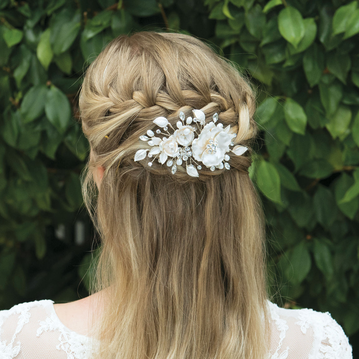 Ivory & Co Winter Rose Silver & Pearl Clip