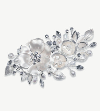 Ivory & Co Winter Rose Silver & Pearl Clip