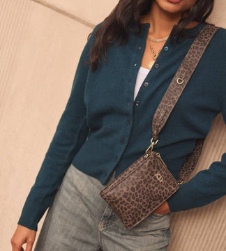 Katie Loxton Avery Slim Crossbody Bag in Leopard Print