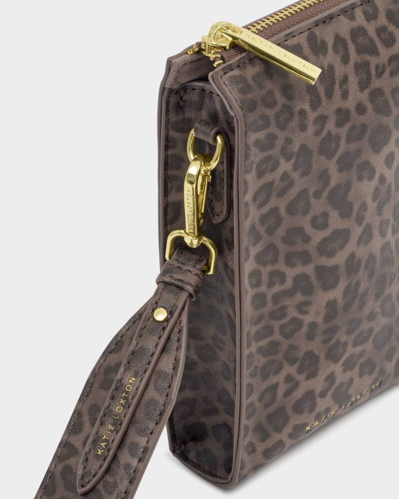 Katie Loxton Avery Slim Crossbody Bag in Leopard Print
