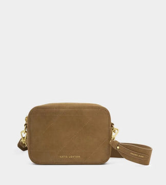 Katie Loxton Avery Small Crossbody Bag in Caramel Quilted Suedette